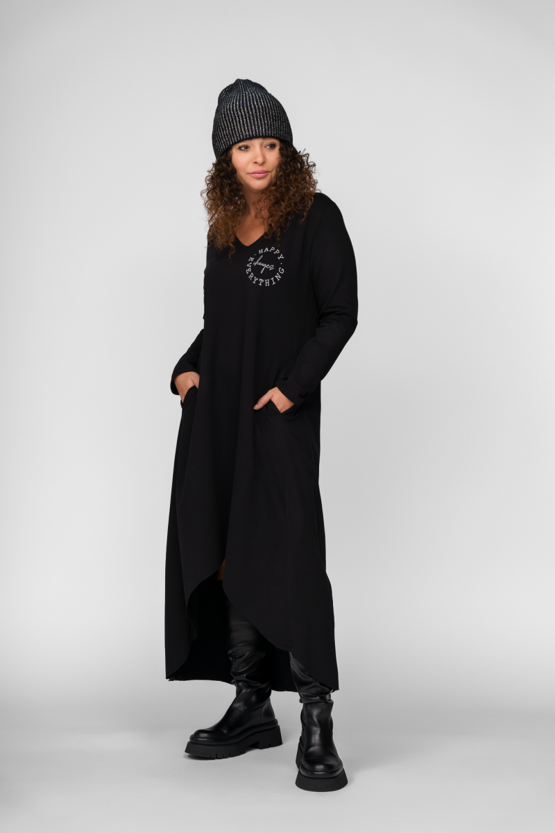 KATRINA - długa sukienka, czarna, rozmiar UNIWERSALNY
