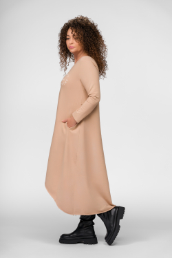 KATRINA - długa sukienka, beżowa, rozmiar UNIWERSALNY