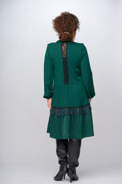 VERA - zielona sukienka, koronka na plecach i spódnicy